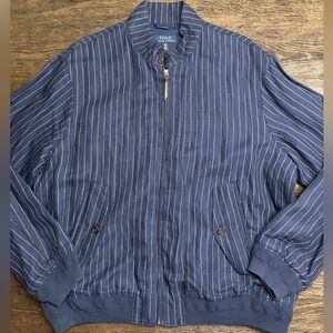 Polo by Ralph Lauren Men's Blue Striped Linen Cotton Jacket